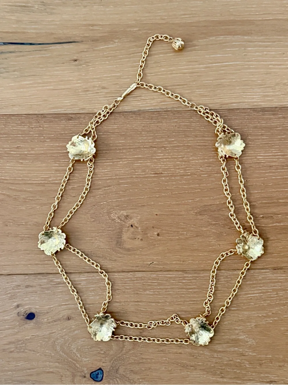 VTG 80s Gold Lion Head Belt Double Strand Chain Glam Medallion Adjustable